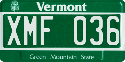 VT license plate XMF036