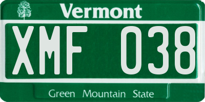 VT license plate XMF038