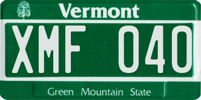 VT license plate XMF040
