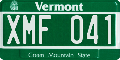 VT license plate XMF041