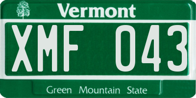 VT license plate XMF043