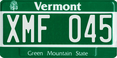 VT license plate XMF045