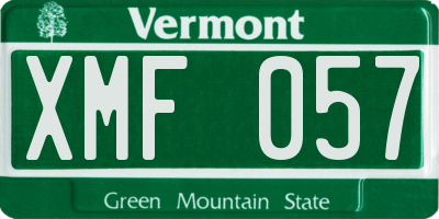 VT license plate XMF057