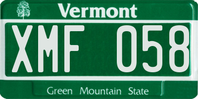VT license plate XMF058