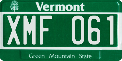VT license plate XMF061