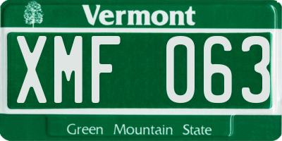 VT license plate XMF063