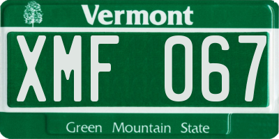 VT license plate XMF067