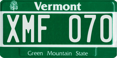 VT license plate XMF070