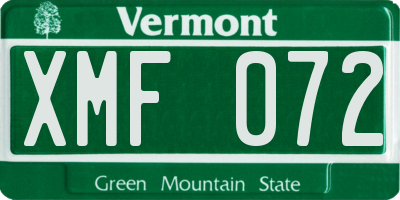 VT license plate XMF072