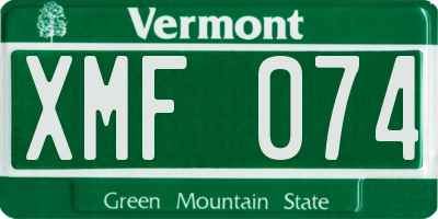 VT license plate XMF074