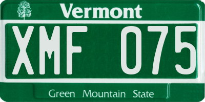 VT license plate XMF075