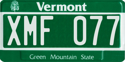 VT license plate XMF077