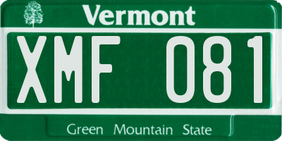 VT license plate XMF081