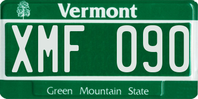 VT license plate XMF090
