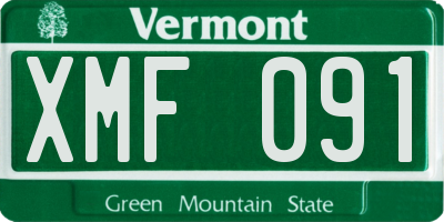 VT license plate XMF091