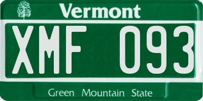 VT license plate XMF093