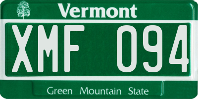 VT license plate XMF094