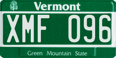 VT license plate XMF096