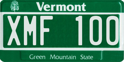 VT license plate XMF100