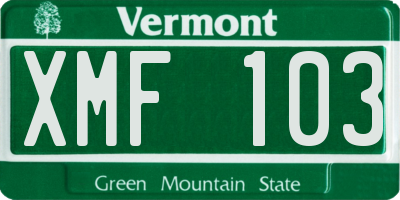 VT license plate XMF103