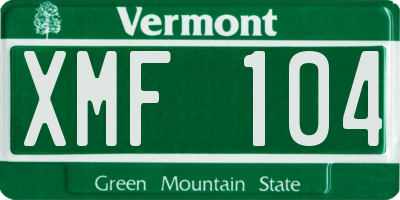 VT license plate XMF104