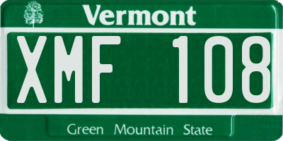 VT license plate XMF108