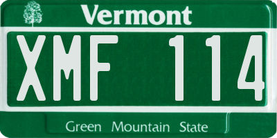 VT license plate XMF114