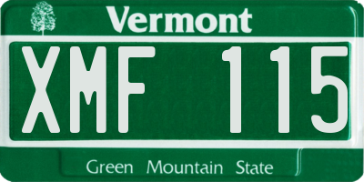 VT license plate XMF115