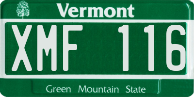 VT license plate XMF116