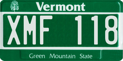 VT license plate XMF118