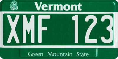 VT license plate XMF123