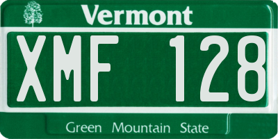 VT license plate XMF128