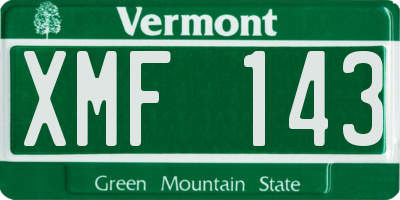 VT license plate XMF143