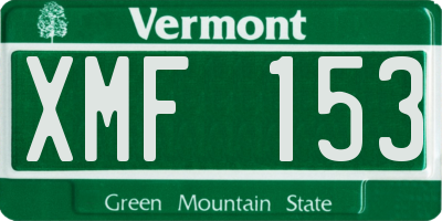 VT license plate XMF153
