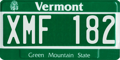 VT license plate XMF182