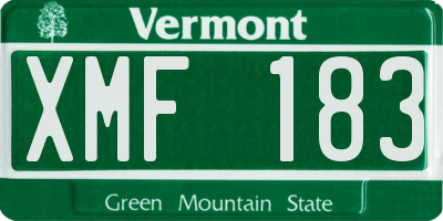 VT license plate XMF183
