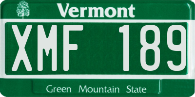 VT license plate XMF189