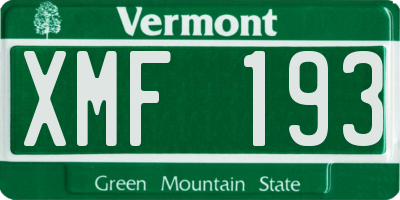 VT license plate XMF193