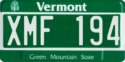 VT license plate XMF194