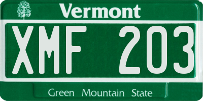 VT license plate XMF203