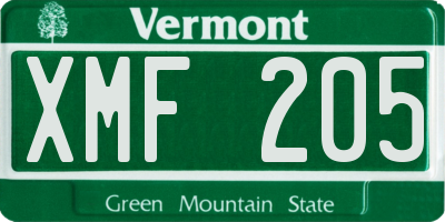 VT license plate XMF205