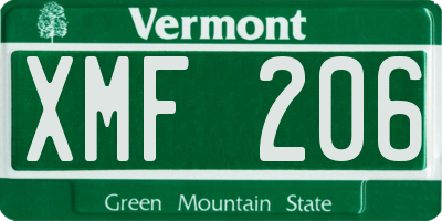 VT license plate XMF206