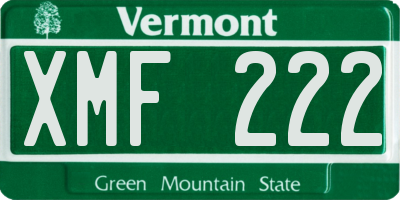 VT license plate XMF222