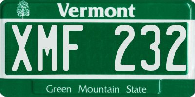 VT license plate XMF232