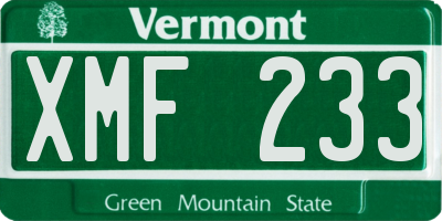 VT license plate XMF233