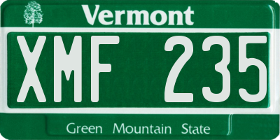 VT license plate XMF235