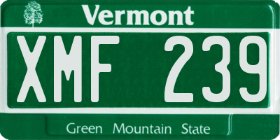 VT license plate XMF239
