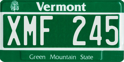 VT license plate XMF245