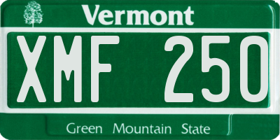 VT license plate XMF250