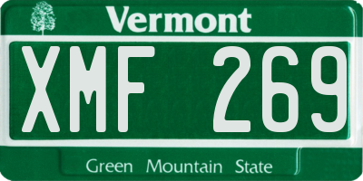 VT license plate XMF269